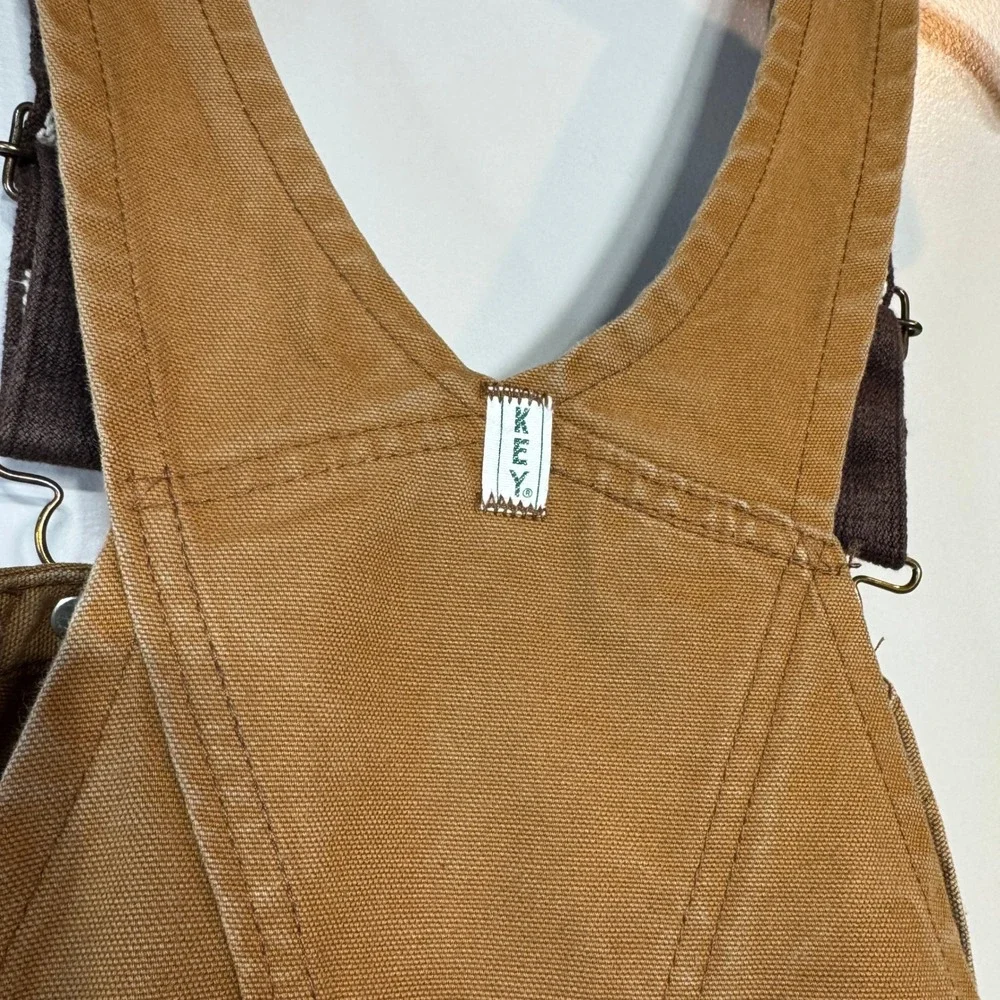 Key Imperial Mens Brown Duck Canvas Double Knee Bib Overalls 44x30‎ USA Workwear - Picture 7 of 9